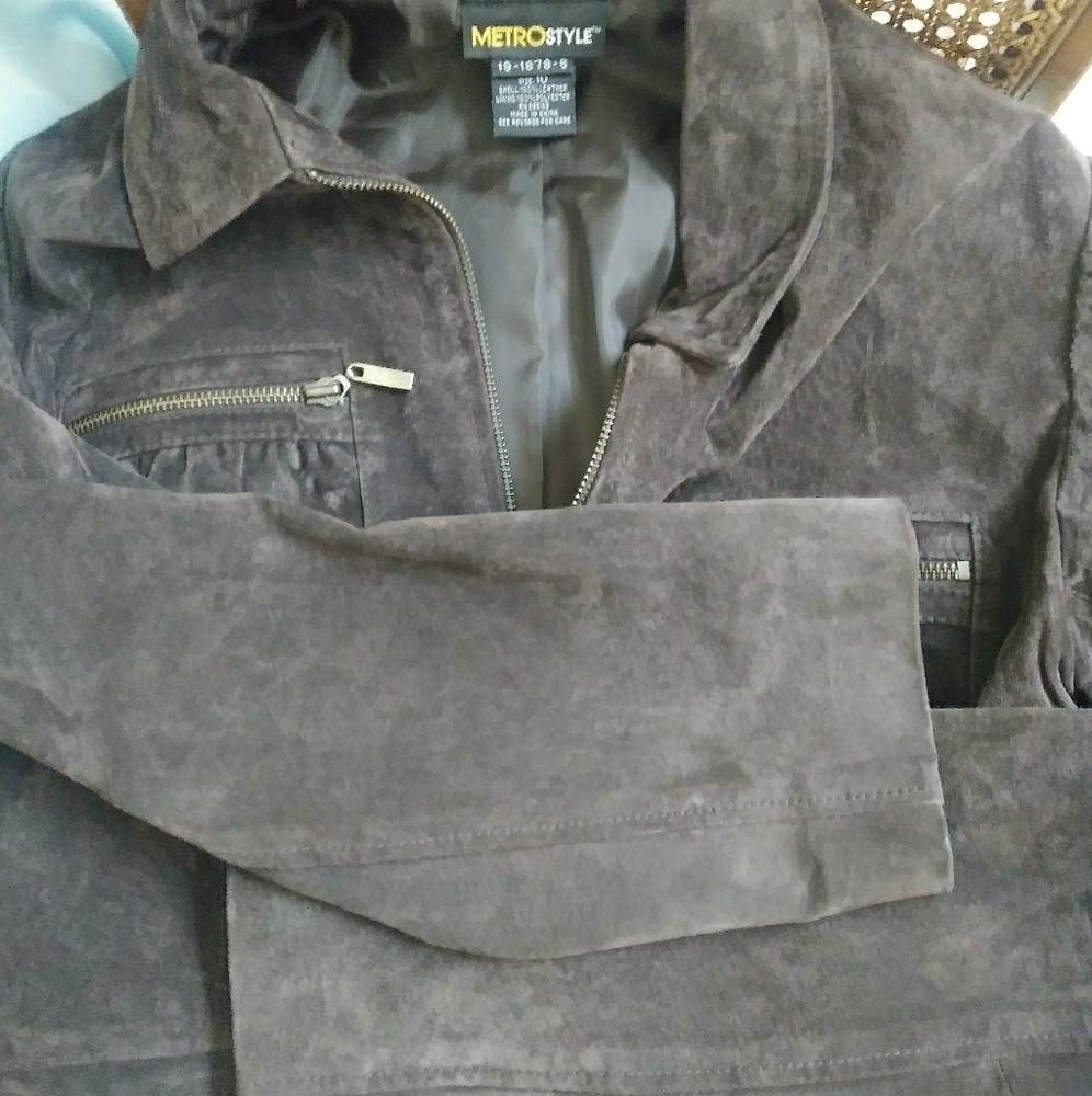 Vintage suede Y2K 2000 jacket MetroStyle chocolate - Picture 4 of 5